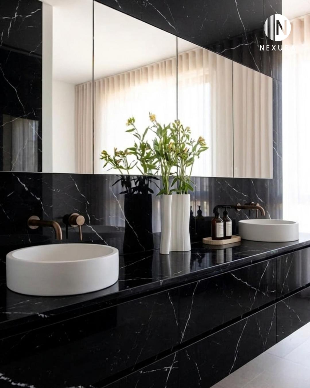 Integrated Vanity Bathroom & Wastafel Mewah Solid Surface Nexura Di IKN
