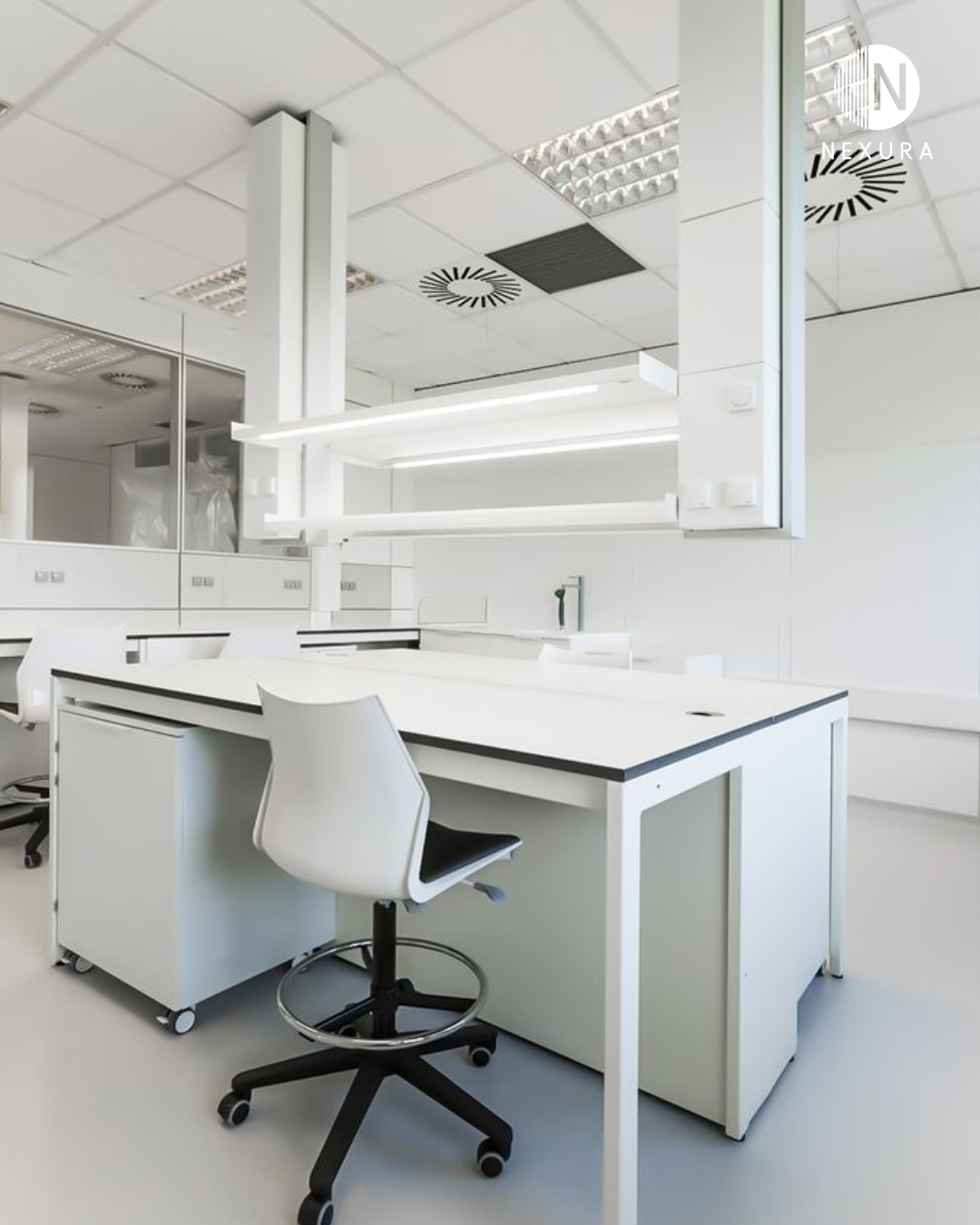 Meja laboratorium solid surface standar higienis rumah sakit Makassar